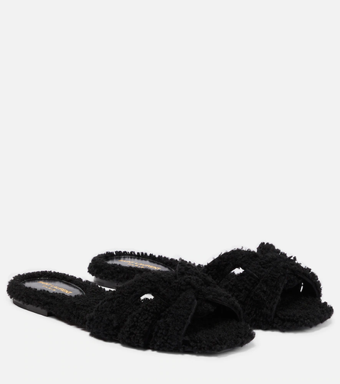 Tribute shearling slides