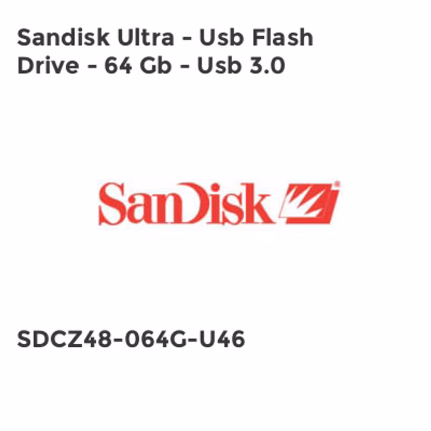 Sandisk Ultra - Usb Flash Drive - 64 Gb - Usb 3.0