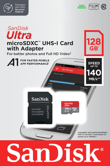 SanDisk Ultra 140MBs microSDXC Memory Card - 128GB