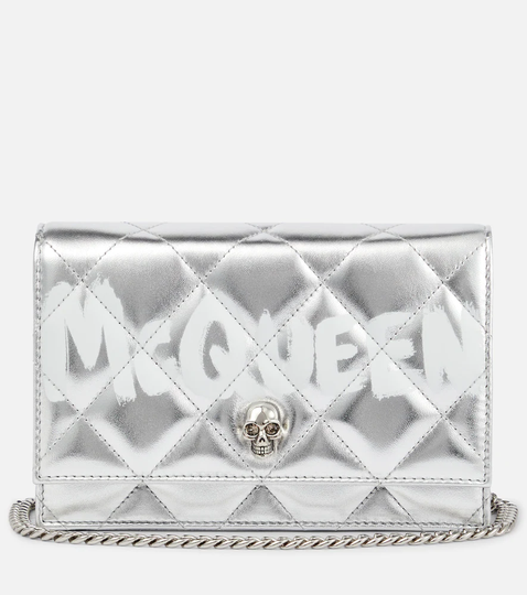 Graffiti Skull Mini leather crossbody bag