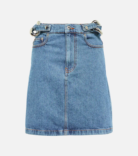 Chain-detail high-rise denim miniskirt