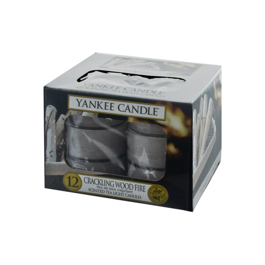 Yankee Candle Classic Tea Lights Crackling Wood Fire, Grey