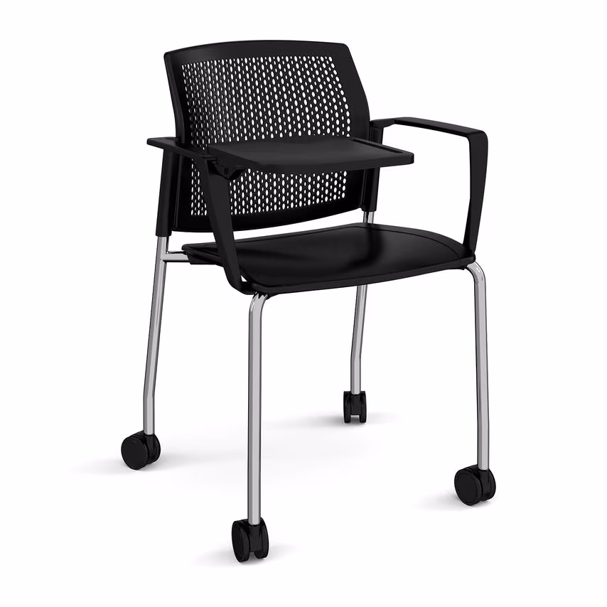 Dams MTO Santana 4 Leg Mobile Chair with Plastic Seat and Perforated Back, Chrom