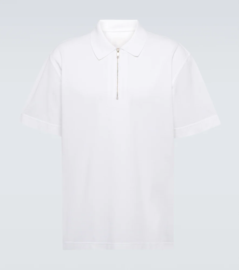 Half-zip cotton piqué polo shirt
