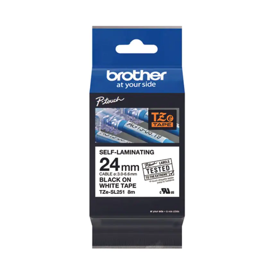 Brother P-Touch 24mm Black on White Labelling Tape TZE-SL251