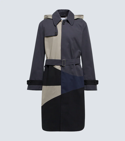 Hooded cotton canvas trench coat