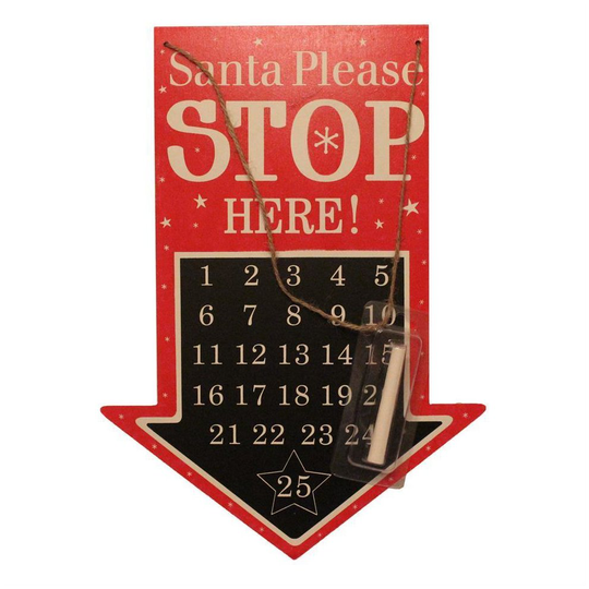 Anker Blackboard Days until Christmas Countdown Plaque - Santa Stop Here Arrow