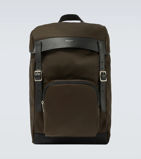 Leather-trimmed backpack