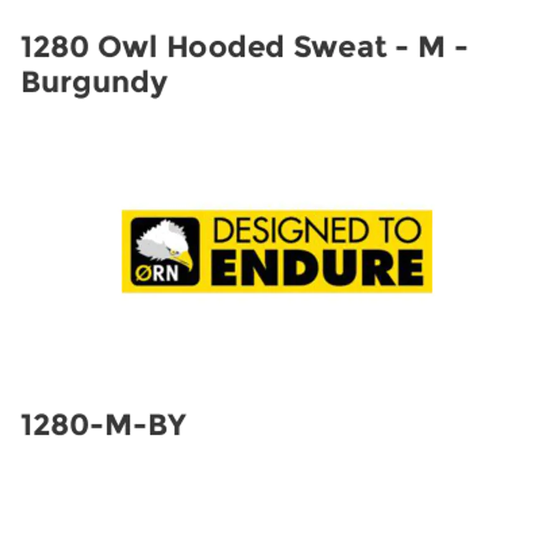 Orn 1280 Owl Hooded Sweat - M - Burgundy