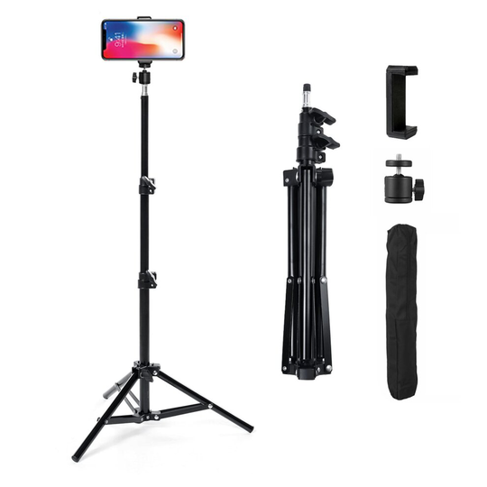Tripod Stand Camera Phone Holder Universal Mount Adjustable Aluminium 1.1m Black