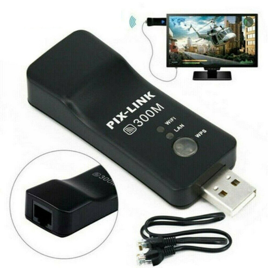 Wireless LAN Adapter WiFi Dongle RJ-45 Ethernet Cable For Smart TV