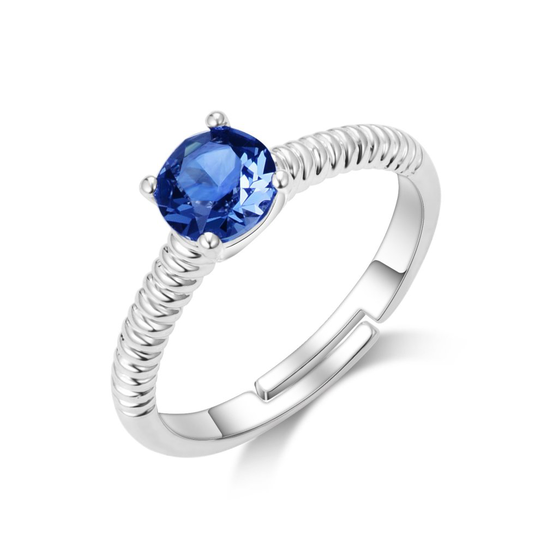 September (Sapphire) Birthstone Ring Created with Swarovski Crystals