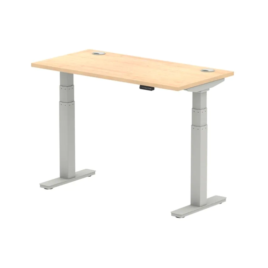Dynamic Air 1200/600 Maple Height Adjustable Desk with Cable Ports with Silver L