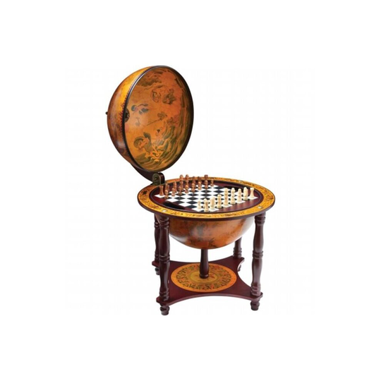 Kassel 13 in. Diameter Globe with 57 Pieces Chess and Checkers Set