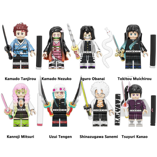 8 Minifigure Demon Slayer Building Blocks Fit Lego