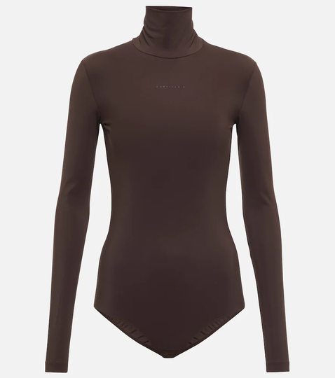 High-neck jersey-blend bodysuit