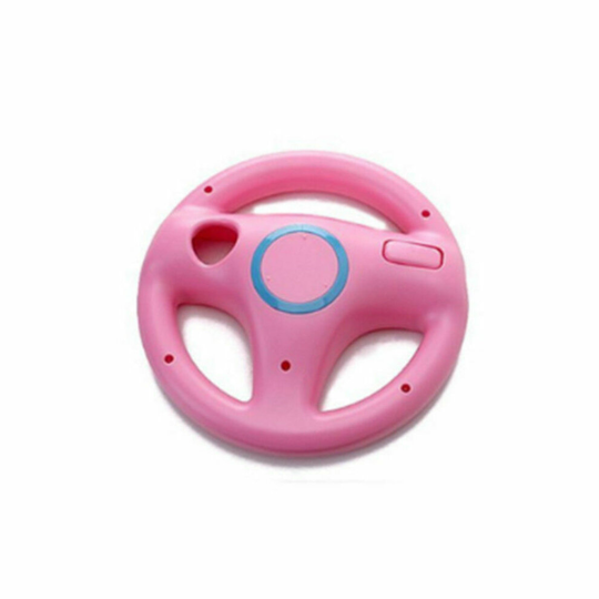 (Pink) Game Racing Steering Wheel Compatible with Nintendo Wii + Wii U Mario Kart Remote Controller