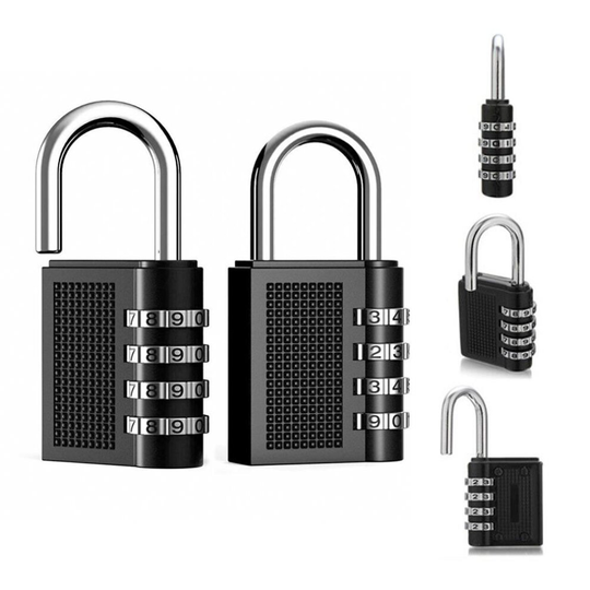 4 Digit Combination Lock For Locker Gym Bag & Travel Suitcase - Black