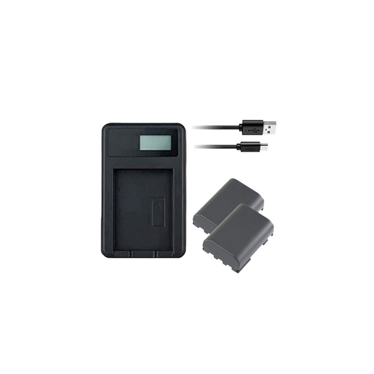 USB Battery Charger and 2 Batteries For Canon MD101 Camcorder