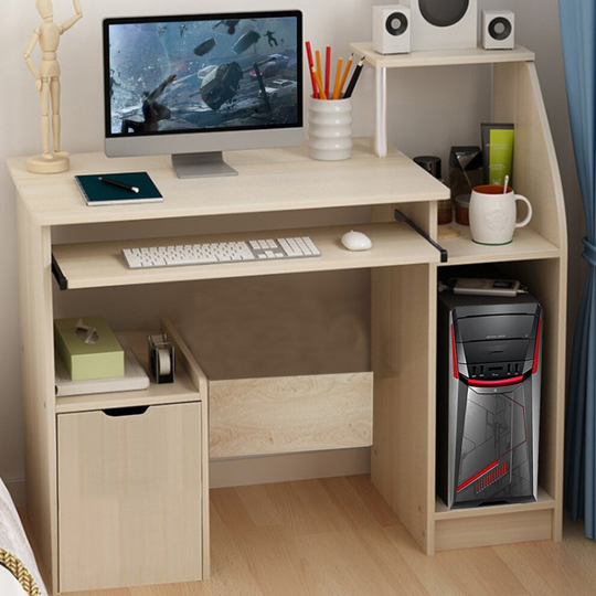 Large Computer Table Laptop Desk Study Drawer Bookshelf Keyboard