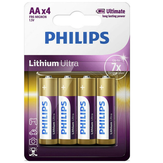 4pc Philps Lithium Ultra AA Batteries