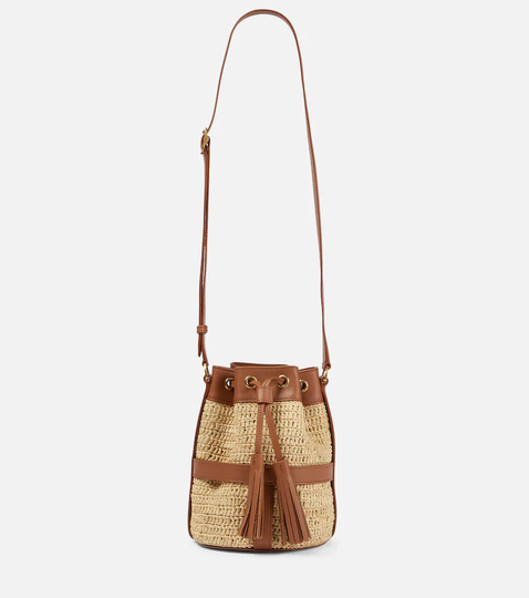Small raffia bucket bag