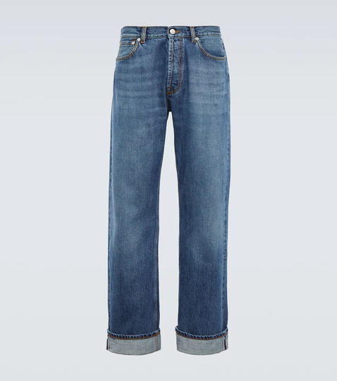 Mid-rise straight leg jeans