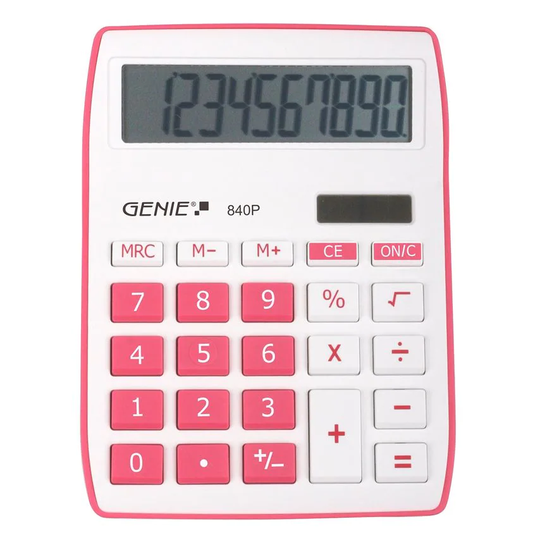 Genie Genie 840P 10 Digit Desktop Calculator Pink