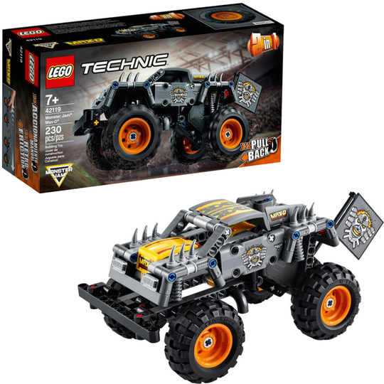 LEGO 42119 Technic Monster Jam Max-D Truck Toy to Quad Bike Pull Back 2 in 1 Building Set, Toys for Boys and Girls 7+ Years Old