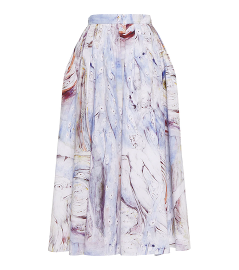 Printed cotton midi skirt