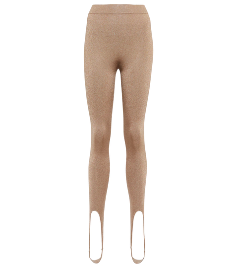 Metallic knit stirrup leggings