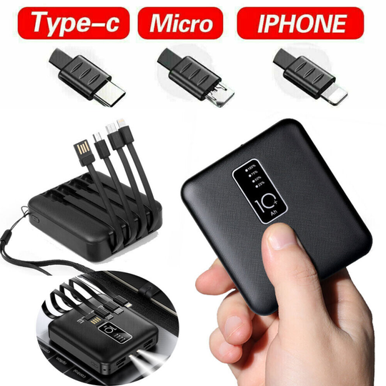 30000mAh Mini Power Bank LED Lights Portable Phone Charger for iPhone