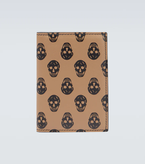 Skull leather bi-fold wallet