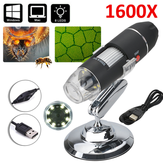 For PC phone Tablet 1600X Zoom 8 LED USB Digital Microscope Magnifier