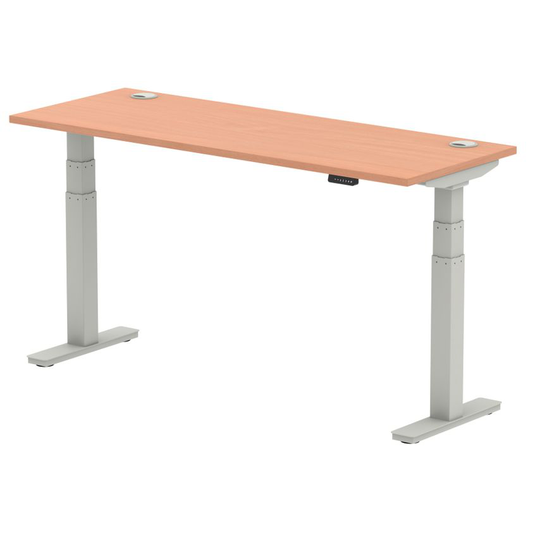 Dynamic Air 1600/600 Beech Height Adjustable Desk with Cable Ports with Silver L