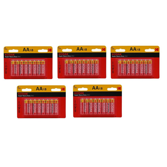 (Pack of 40) KODAK AA Batteries Zinc Power Super Heavy Duty AA Batteries 40/20 Pack