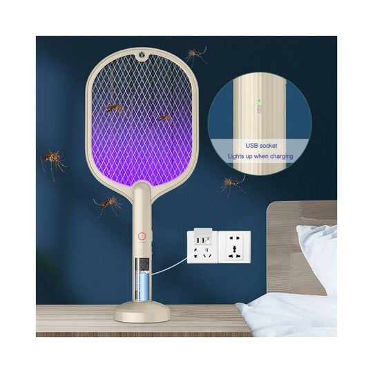 2 in 1 10 LED Electric Fly Racket Zapper Killer Swatter Bug Mosquito