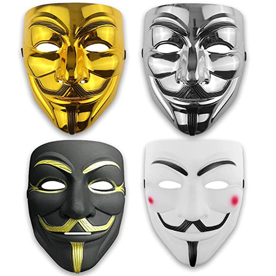 4pk V For Vendetta Guy Fawkes Mask | Halloween Costume Accessories