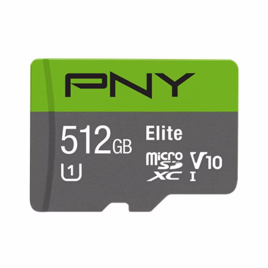 Pny 512GB Elite Class 10 UHSI MicroSDXC Memory Card and Adapter 100Mbs Read Spee