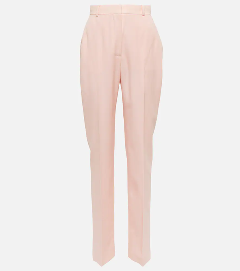 High-rise wool cigarette pants