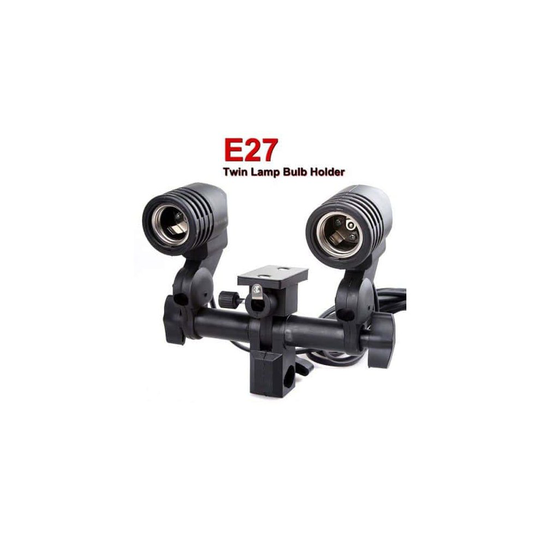 E27 Twin Light Head with Swivel Mount and Light Stand Mount