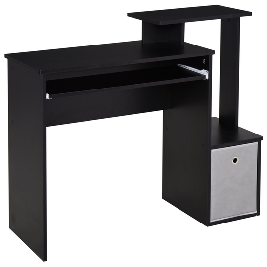 HOMCOM Computer Desk with Sliding Keyboard Tray Storage Drawer Black