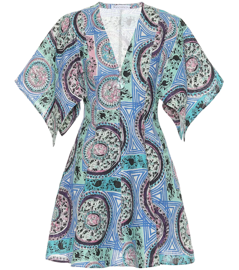 Printed linen minidress