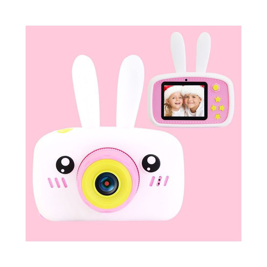 (Rabbit White) HD 1080P Kids Digital Camera Cartoon Screen Xmas Gift