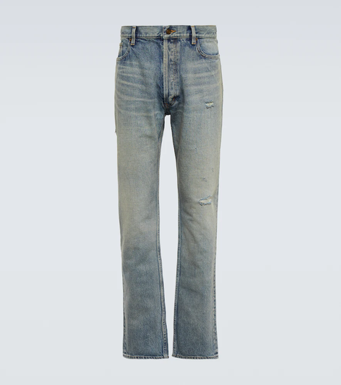 Deconstructed straight-leg jeans