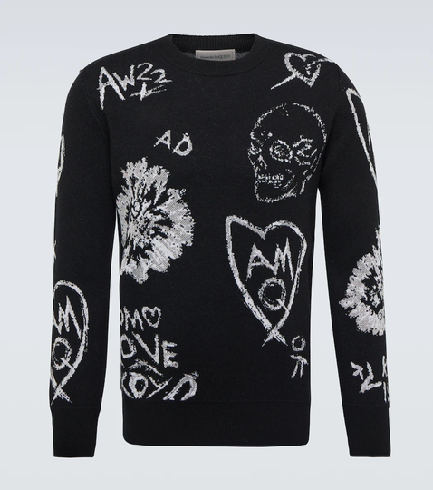 Jacquard wool-blend sweater