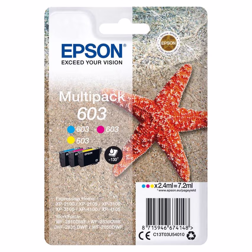 Epson Epson 603 Starfish Cyan Magenta Yellow Standard Capacity Ink Cartridge 3 x