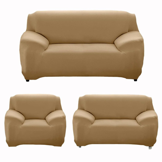 (6. Beige, 4 Seater(235-300cm)) Stretchable 1/2/3/4 Seater Sofa Cover Slipcover Couch Protector