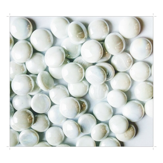 (White) 100 Glass Pebbles 20mm (approx 450g)