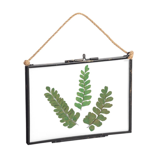 Nicola Spring Hanging Metal Photo Frame - Vintage Metal Floating Glass Picture Wall Display - 7" x 5" - Black
